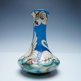 Moorcroft Pottery Vase, Odyssey Swan Vase Limited Edition