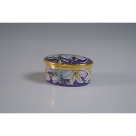 Moorcroft Porcelain Trinket Box, Dragonfly & Lily Design