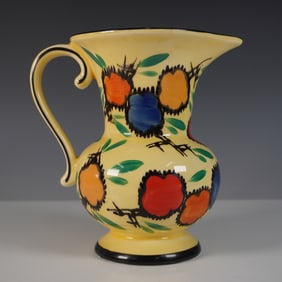 Ditmar Urbach Art Deco Pitcher, Hand-Painted Floral Design