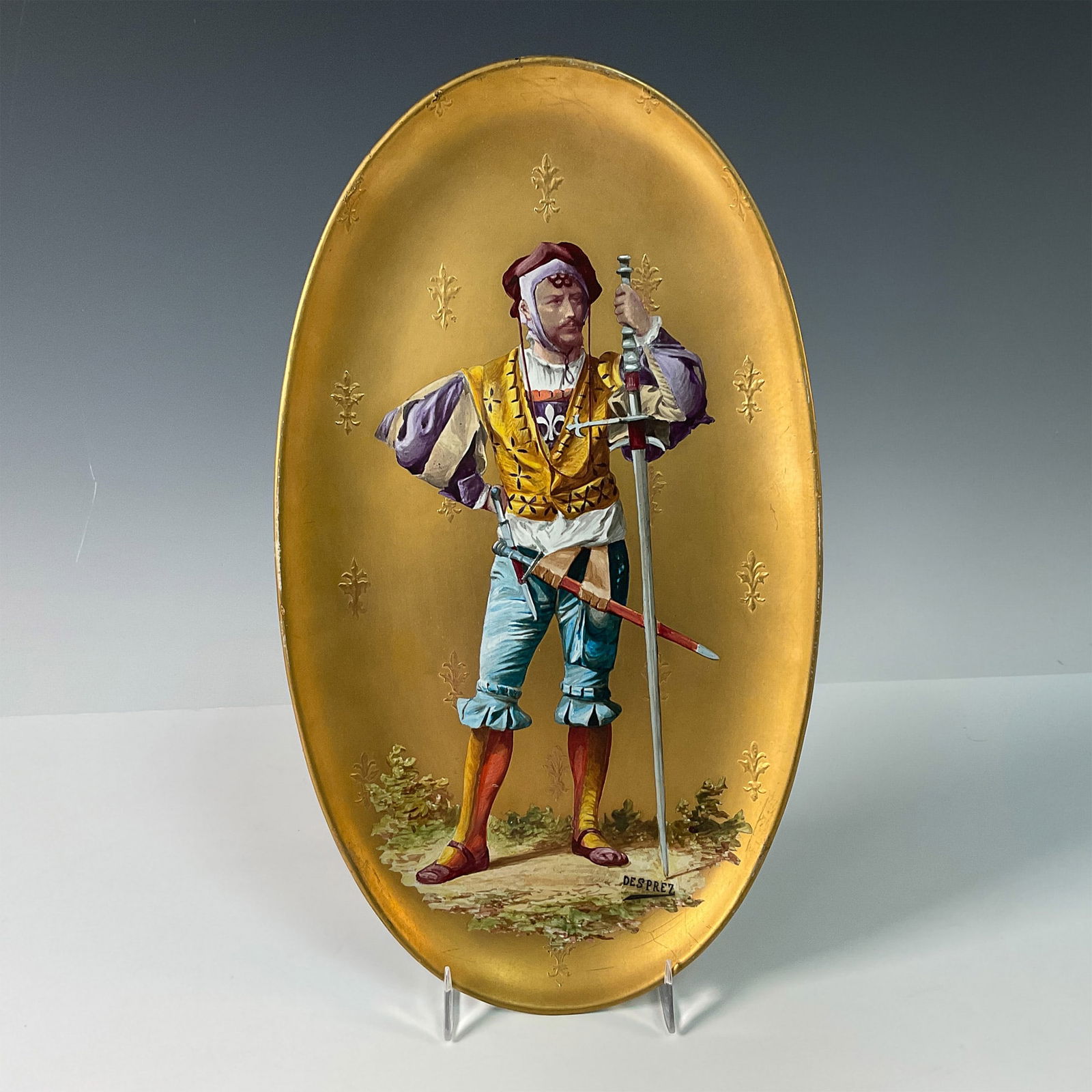 H.B. Choisy Porcelain Plaque of a French Renaissance Man (1 of 4)