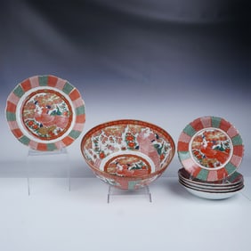 7pc Arita Imari Porcelain Serving Bowls