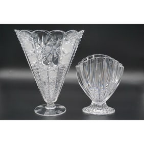 2pc Cut Glass Vases, Marquis by Waterford