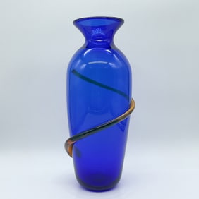 Blenko Glass Vase, 12?H, Signed Richard Blenko