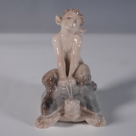 Royal Copenhagen Porcelain Figurine, Faun Riding Tortoise