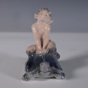 Royal Copenhagen Porcelain Figurine, Faun Riding Tortoise