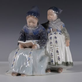 Royal Copenhagen Porcelain Reading Sisters Figurine