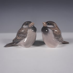 2pc Royal Copenhagen Porcelain Sparrow Figurines