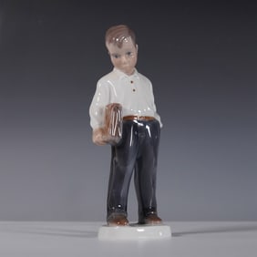 Lyngby Porcelain Figurine, Boy with Briefcase