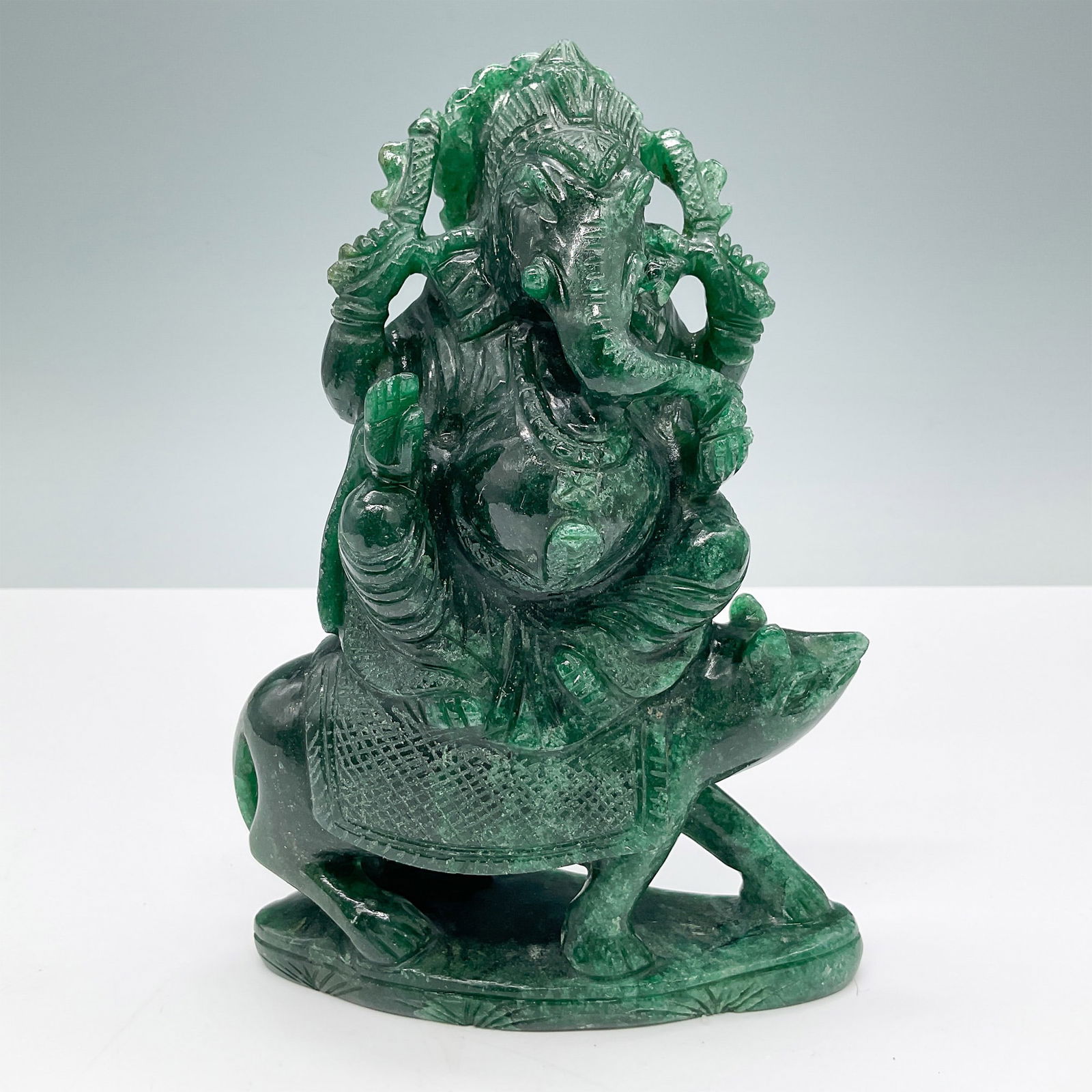 Carved Green Stone Ganesh Figurine (1 of 3)