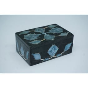 Inlaid Black Treasure Box, Floral Mother of Pearl