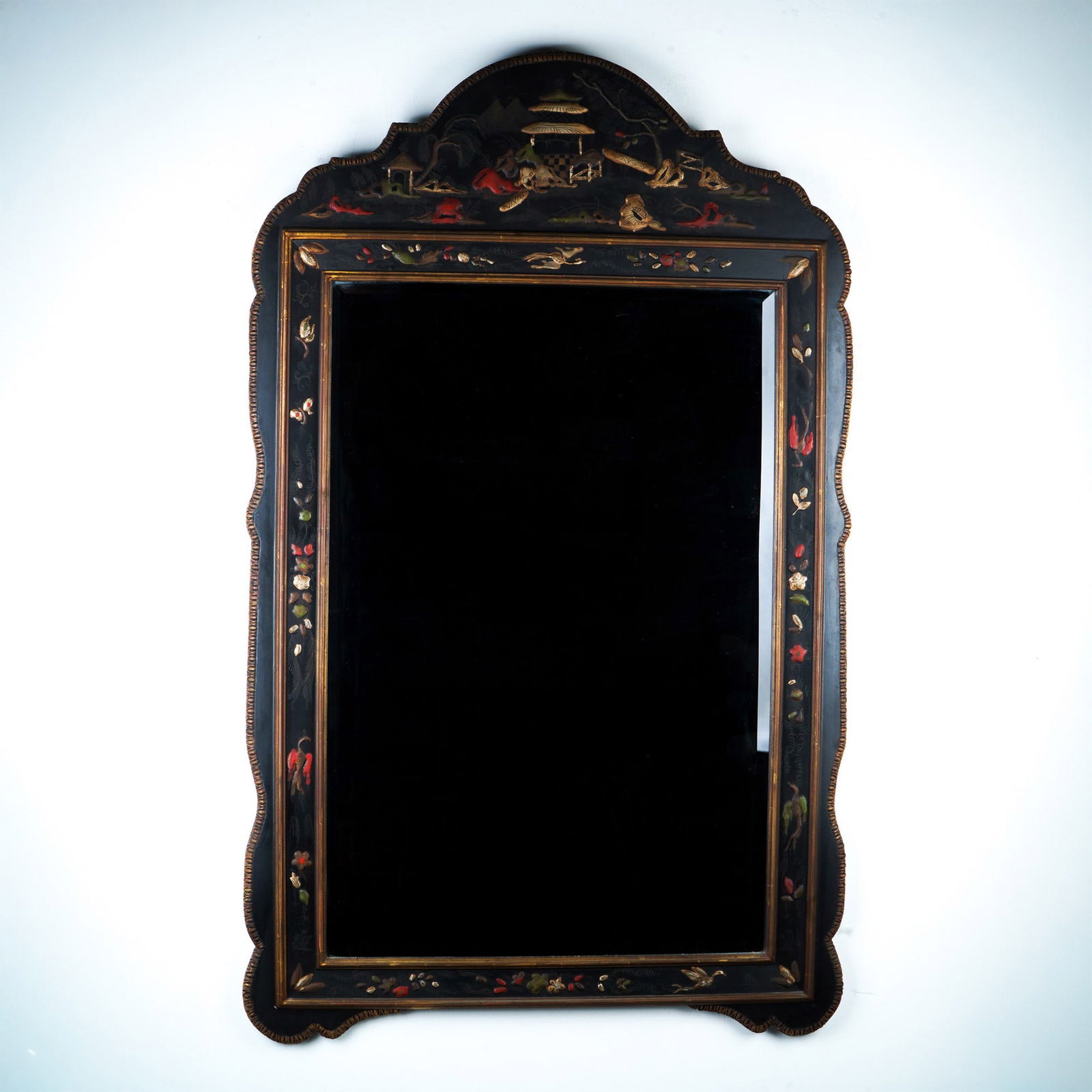 Mirror Fair NY Antique Oriental Chinoiserie Style Painted Mirror (1 of 10)