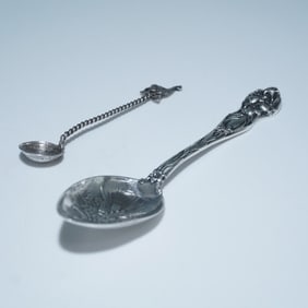 2pc Sterling Silver Figural Spoon and Souvenir Spoon