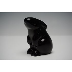 Baccarat Black Crystal Rabbit Figurine