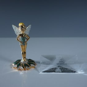 2pc Arribas Brothers Swarovski Disney Tinker Bell Figurine + Plaque