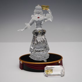 3pc Swarovski Crystal Figurine + Base & Plaque, Columbine