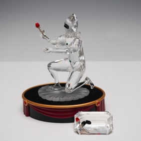 3pc Swarovski Crystal Figurine + Base & Plaque, Harlequin