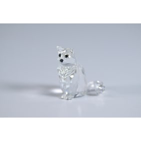 Swarovski Crystal Figurine, Cat Sitting