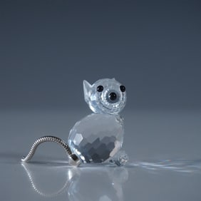 Swarovski Silver Crystal Miniature Cat Figurine