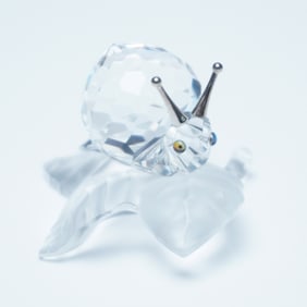 Swarovski Crystal Figurine, Snail on a Vine Leaf