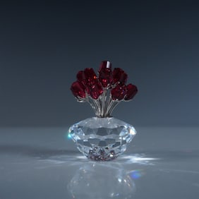 Swarovski Crystal Figurine, Vase of Roses