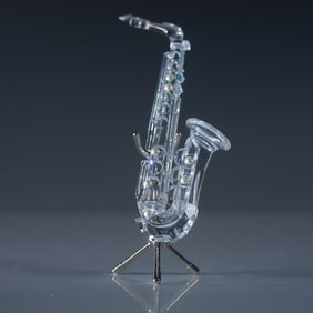 Swarovski Crystal Figurine, Saxophone with Stand