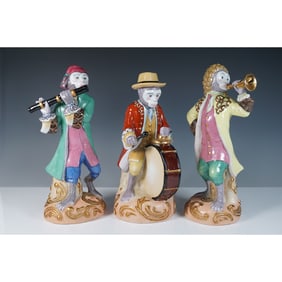 3pc Andrea by Sadek Porcelain Monkey Band Figurines