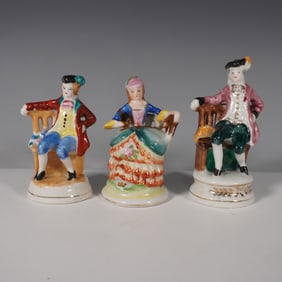 3pc Occupied Japan Seated Porcelain Figurines