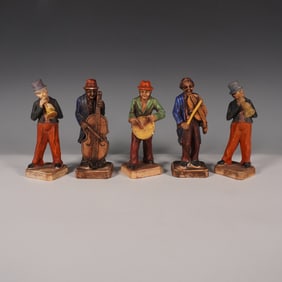 5pc Occupied Japan Jazz Band Musician Figurines