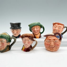 6pc Royal Doulton Miniature Character Jugs, John Barleycorn,