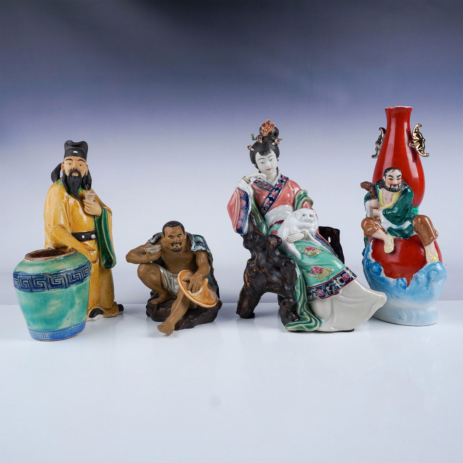 4pc Chinese Ceramic Figures and Vase Set (1 of 4)
