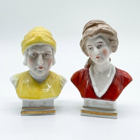 2pc Sitzendorf Bust Figurines, Dante & Lady Hamilton