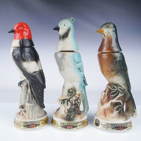 3pc Beam's Trophy Bottles, Hand Painted Bird Models
