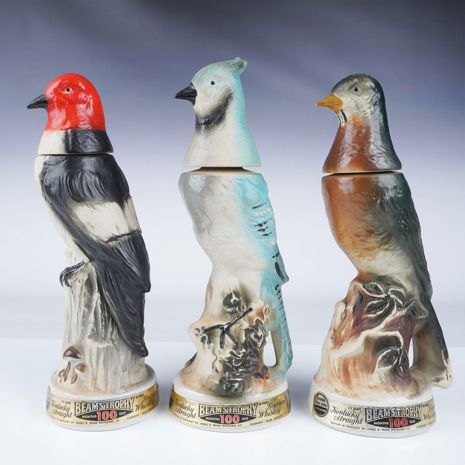 3pc Beam's Trophy Bottles, Hand Painted Bird Models (1 of 6)