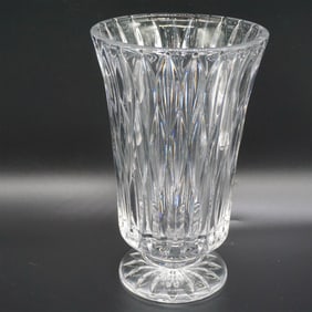 Cut Glass Footed Vase, Ribbed Design
