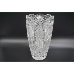 Cut Glass Vase, Starburst Pattern
