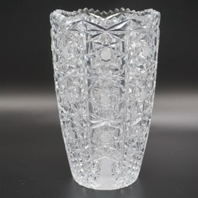 Cut Glass Vase, Starburst Pattern