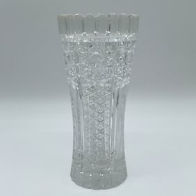 Vintage Cut Glass Vase, Intricate Design