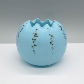 Victorian Blue Satin Glass Rose Bowl