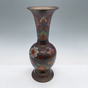 Champleve Enamel Vase with Raised Metal Details