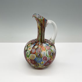 Millefiori Glass Ewer with Applied Handle