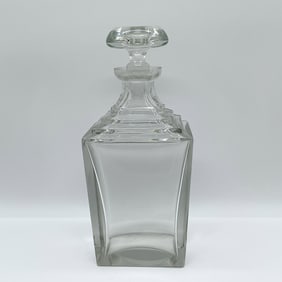 Cut Glass Decanter with Stopper, Geometric Design