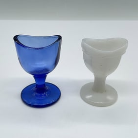 Vintage Blue and Milk Glass Eye Cups