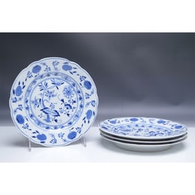 4pc Louis Regout Maastricht Blue Onion Salad Plates