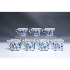 7pc Blue Danube Blue Onion Cups