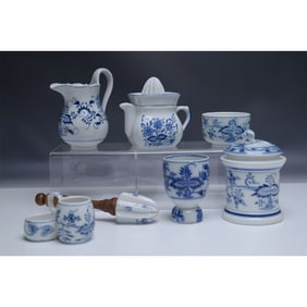 7pc European Blue & White Tableware