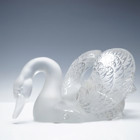 Lalique Crystal Sculpture, Swan - Head Down