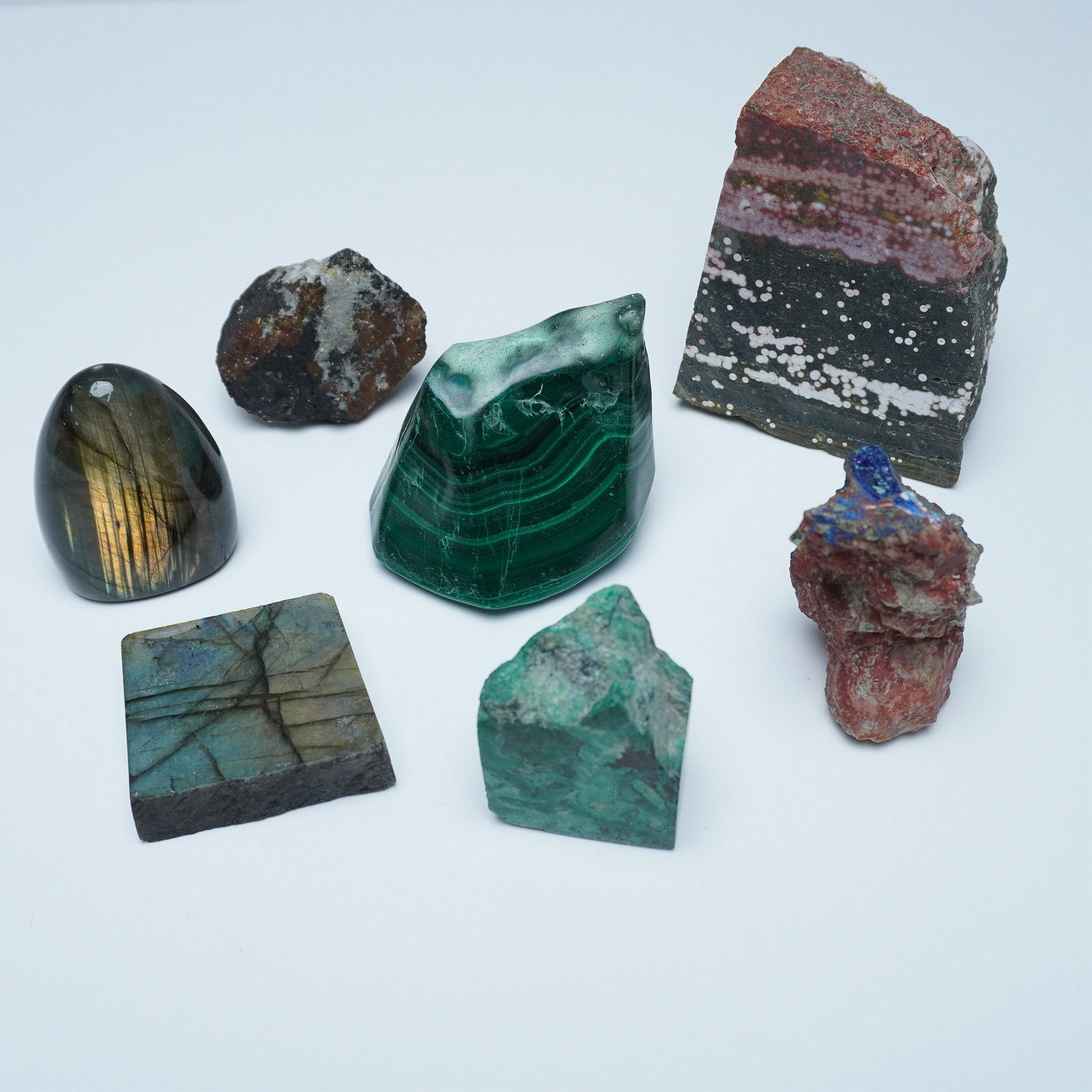 7pc Collection of Polished and Raw Mineral Specimens (1 of 3)