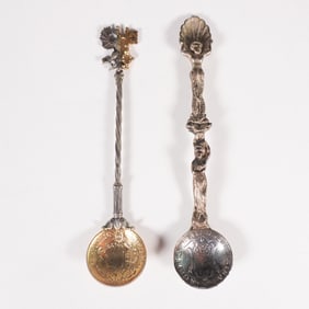 2pc Commemorative Souvenir Spoons, 18th-20th Century