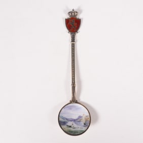 Norwegian 925 Silver Enamel Souvenir Spoon