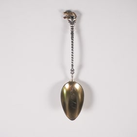 Swiss 800 Silver & Enamel Interlaken Souvenir Spoon